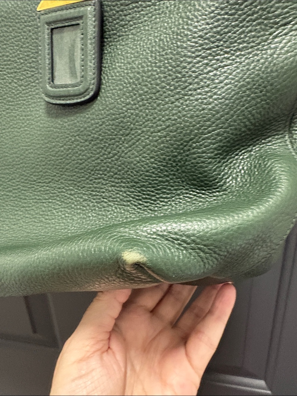 Prada Forest Green Pebbled Leather Tote with Gold Hardware - Picture 6 of 14